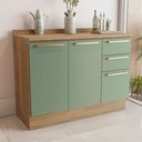 Ver imagem 1 de Balcão de Cozinha 120 Cm Isabel 2 Portas 3 Gavetas Nogueira/verde - Kappesberg