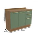 Ver imagem 4 de Balcão de Cozinha 120 Cm Isabel 2 Portas 3 Gavetas Nogueira/verde - Kappesberg