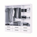 Ver imagem 2 de Guarda Roupa Dallas 6 Portas sem Espelho Central 6 Gavetas Carioca Moveis Branco