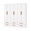 Ver imagem 1 de Guarda Roupa Dallas 6 Portas sem Espelho Central 6 Gavetas Carioca Moveis Branco