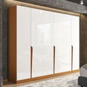 Ver imagem 1 de Guarda-roupa Casal Porto 6 Portas 4 Gavetas Freijó/branco - Politorno