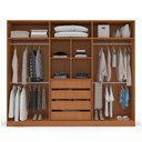 Ver imagem 3 de Guarda-roupa Casal Porto 6 Portas 4 Gavetas Freijó/branco - Politorno