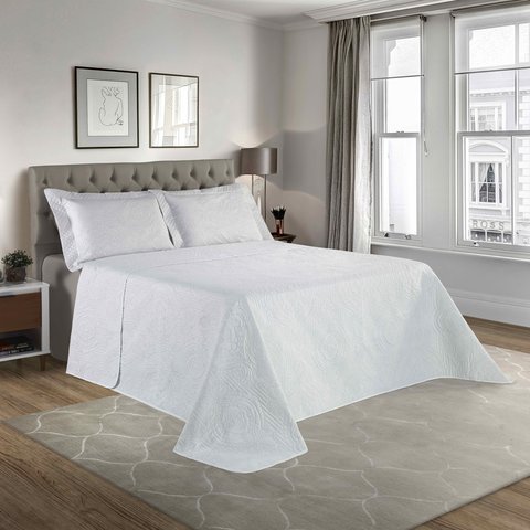 Kit Colcha Cobre-leito Queen Bouti de Microfibra Ultrasonic Branco Tekstil