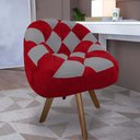 Ver imagem 1 de Poltrona Paloma Escritório Sala Giratória Madeira Suede Vermelho e Suede Cinza - Dominic Decor