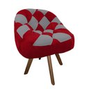 Ver imagem 2 de Poltrona Paloma Escritório Sala Giratória Madeira Suede Vermelho e Suede Cinza - Dominic Decor