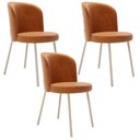 Ver imagem 1 de Kit 3 Cadeiras Sala de Jantar Estofada Gavi Arena L02 Couríssimo Canela - Lyam Decor
