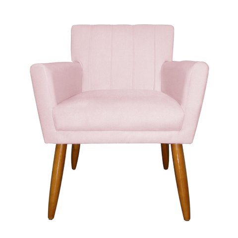Poltrona Camila Estofada para Sala de Espera - Suede - Sv Decor:rosa Bebe