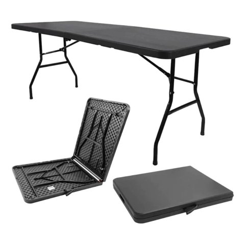 Mesa Maleta Dobrável 1,80m com Alça Navalha:preto