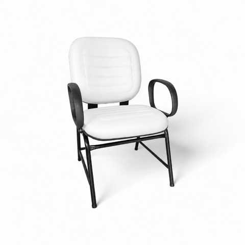 Cadeira Plus Size Fixa Reforçada 200kg Corino para Escritório Poltrona Ergonômica Recepção