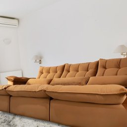 Sofá Retrátil e Reclinável Articulado Ipanema - 2,20m de Largura e Abertura Grande em Veludo Premium - 3