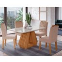 Ver imagem 1 de Conjunto Sala de Jantar Retangular 4 Lugares Mesa Tampo de Vidro 130 cm Agata Cadeiras Estofadas Pao