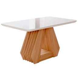 Conjunto Sala de Jantar Retangular 4 Lugares Mesa Tampo de Vidro 130 cm Agata Cadeiras Estofadas Pao - 2
