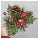Ver imagem 3 de Kit 4 Ramos Cogumelo Decoração de Natal Artificial com Brilho 16cm