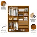 Ver imagem 3 de Guarda Roupas 100% Mdf 4 Portas 187cm Greco 181 Espazzo Madetec