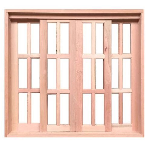 Janela De Madeira Vitro De Correr Quadriculado Reto Eucalipto Grandis Rosa 100 A X 200 L 7173