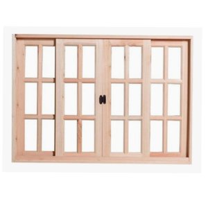 Janela de Madeira Vitro de Correr Quadriculado Reto Eucalipto Grandis Rosa - 1.00 (a) X 2.00 (l)