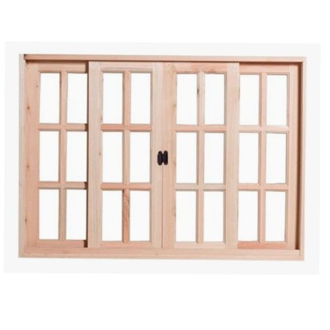 Janela de Madeira Vitro de Correr Quadriculado Reto Eucalipto Grandis Rosa - 1.00 (a) X 2.00 (l)