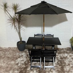 Conjunto Dobrável 120x70 com Ombrelone Paraná Cor do Conjunto:preto;cor do Ombrelone:preto - 1