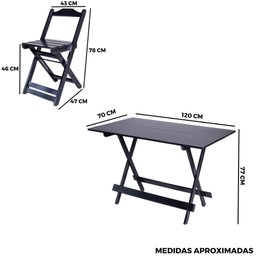 Conjunto Dobrável 120x70 com Ombrelone Paraná Cor do Conjunto:preto;cor do Ombrelone:preto - 7