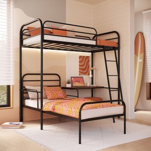 Beliche em Ferro Solteiro + Mesa de Estudos - Bonnie:preto