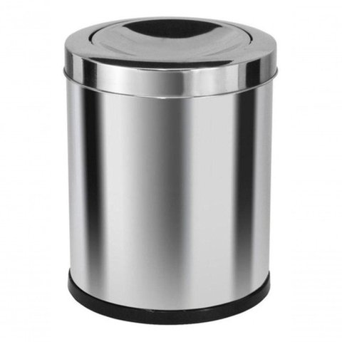 Lixeira Emaço Inox com Tampa Meia Esfera 22 Litros Cor:cinza
