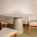 Ver imagem 1 de Mesa de Jantar Cone Redonda Laminado em Madeira 120cm Yescasa Branco/Off White