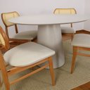 Ver mais imagens de Mesa de Jantar Cone Redonda Laminado em Madeira 120cm Yescasa Branco/Off White