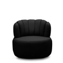 Ver imagem 3 de Conjunto Sala de estar Decorativo Mariele Poltrona Base Giratória em Aço com Puff Couro Preto G88 -