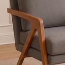 Ver imagem 4 de Kit 2 Poltronas Decorativa Mona Luxo Linho Cinza Base Madeira Maciça