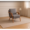 Ver imagem 5 de Kit 2 Poltronas Decorativa Mona Luxo Linho Cinza Base Madeira Maciça
