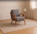 Ver imagem 5 de Kit 2 Poltronas Decorativa Mona Luxo Linho Cinza Base Madeira Maciça