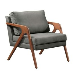 Kit 2 Poltronas Decorativa Mona Luxo Linho Cinza Base Madeira Maciça - 3 Kit 2 Poltronas Decorativa Mona Luxo Linho Cinza Base Madeira Maciça - 3