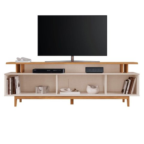Rack para Tv até 75 Polegadas Gruarapari 2 Portas Ripado Off White Tx/freijó Trend - Pnr Móveis