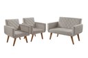 Ver imagem 1 de Conjunto Anabelle 2 Poltronas de 1 Lugar 1 Poltrona 2 Lugares Braço Unidecor Bege