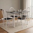 Ver imagem 1 de Conjunto Mesa de Jantar 4 Cadeiras 100cm Tampo de Granito