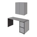 Ver imagem 3 de Mesa Escrivaninha 1,5m C/ Balcão e Armário Aéreo 2 Portas F5 Cor:cinza Sagrado com Preto