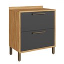 Ver imagem 1 de Balcão de Cozinha 80 Cm Syrah 1 Porta 1 Gaveta 100% Mdf Amêndoa/chumbo - Rio Doce