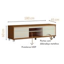 Ver imagem 3 de Rack para TV até 70" de Sala com Rodízios Mirage Anto:OffWhite/Freijó