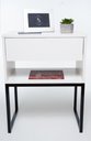 Ver imagem 1 de Kit 2 Mesas de Cabeceira Industrial Off White Eco 50cm Base Preta - Enviamos Montado