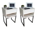 Ver imagem 2 de Kit 2 Mesas de Cabeceira Industrial Off White Eco 50cm Base Preta - Enviamos Montado