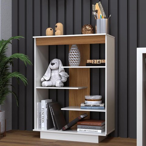 Multiuso Aparador 6210 3 Prateleiras Flex Freijó/off White - Indékes
