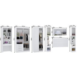 Quarto de Canto Casal com Guarda Roupas Cabeceira e Bancada Home Office Alpes Luciane Móveis - 4