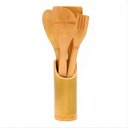 Ver imagem 1 de Conjunto de Utensílios Espátulas de Bambu com Copo 4 Peças