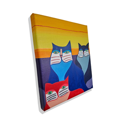 Mini Quadro de Três Lindo Gatinhos Estilo Figurativo - 3
