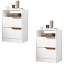 Ver imagem 1 de Mesa de Cabeceira com Gavetas Kit 2 Sole Flex Branco/nature - Albatroz