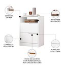 Ver imagem 3 de Mesa de Cabeceira com Gavetas Kit 2 Sole Flex Branco/nature - Albatroz