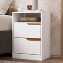 Ver imagem 2 de Mesa de Cabeceira com Gavetas Kit 2 Sole Flex Branco/nature - Albatroz