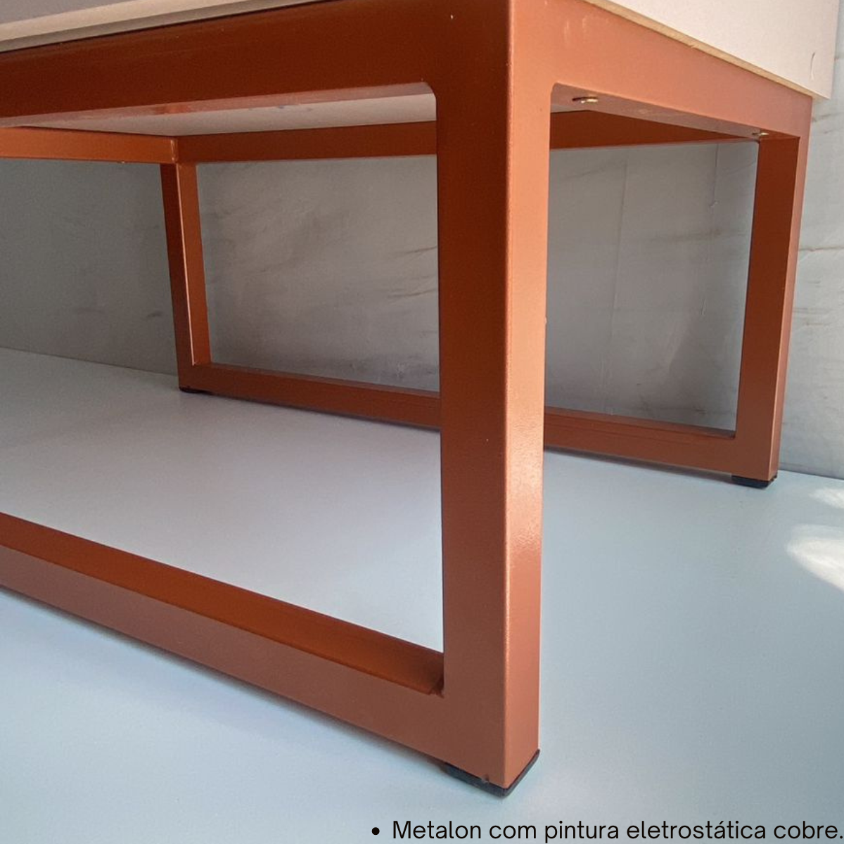 Mesa de Cabeceira Industrial Mdf com Pés Metalon Cobre Plancasa:rosa - 7