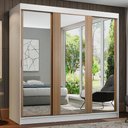 Ver imagem 1 de Guarda-Roupa Casal Madesa Reno 3 Portas de Correr de Espelho Branco/Rustic Cor:Branco/Rustic