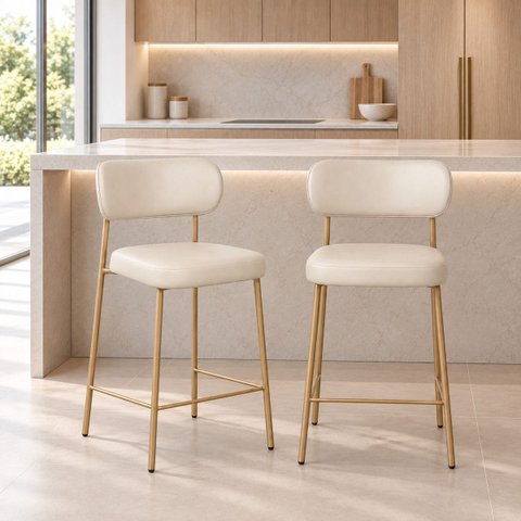 Kit 2 Banquetas Altas Estofadas Camila com Encosto - Edecasamoveis